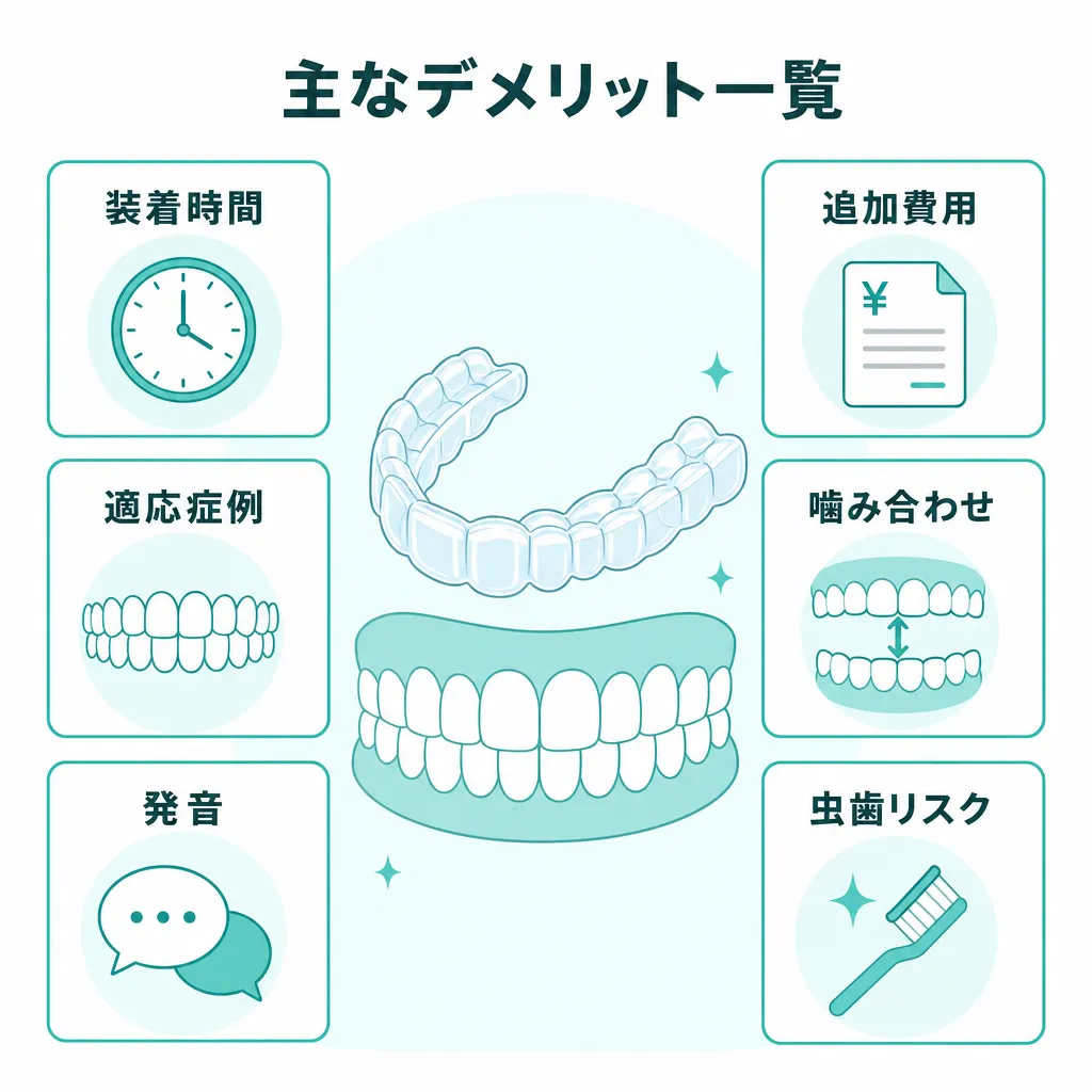 マウスピース矯正の主なデメリット