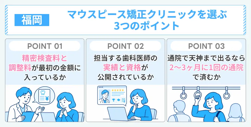 福岡でマウスピース矯正クリニックを選ぶ3つのポイント