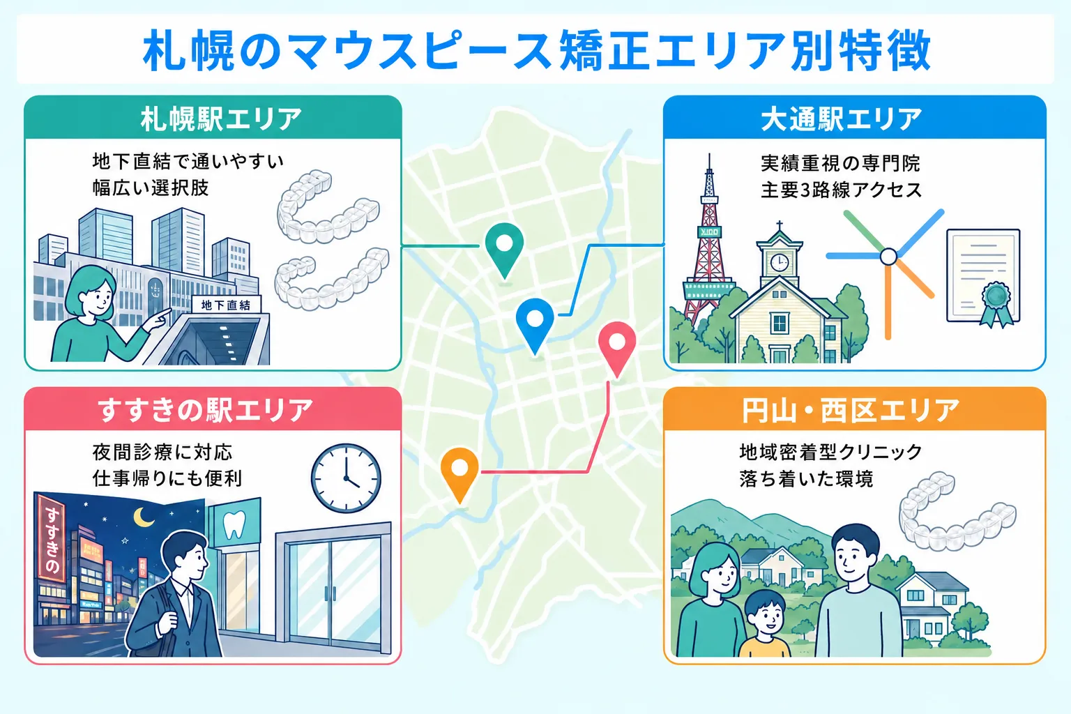 札幌のエリア別おすすめマウスピース矯正クリニック