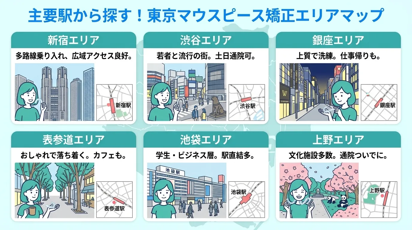 東京のエリア別おすすめマウスピース矯正クリニック