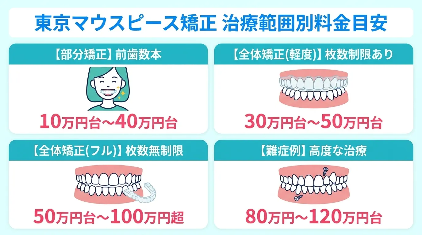 東京のマウスピース矯正の費用相場